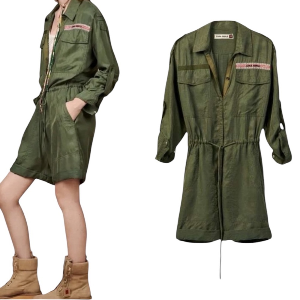 New Zara SRPLS Limited Edition Shorts Romper Utility Army Collection